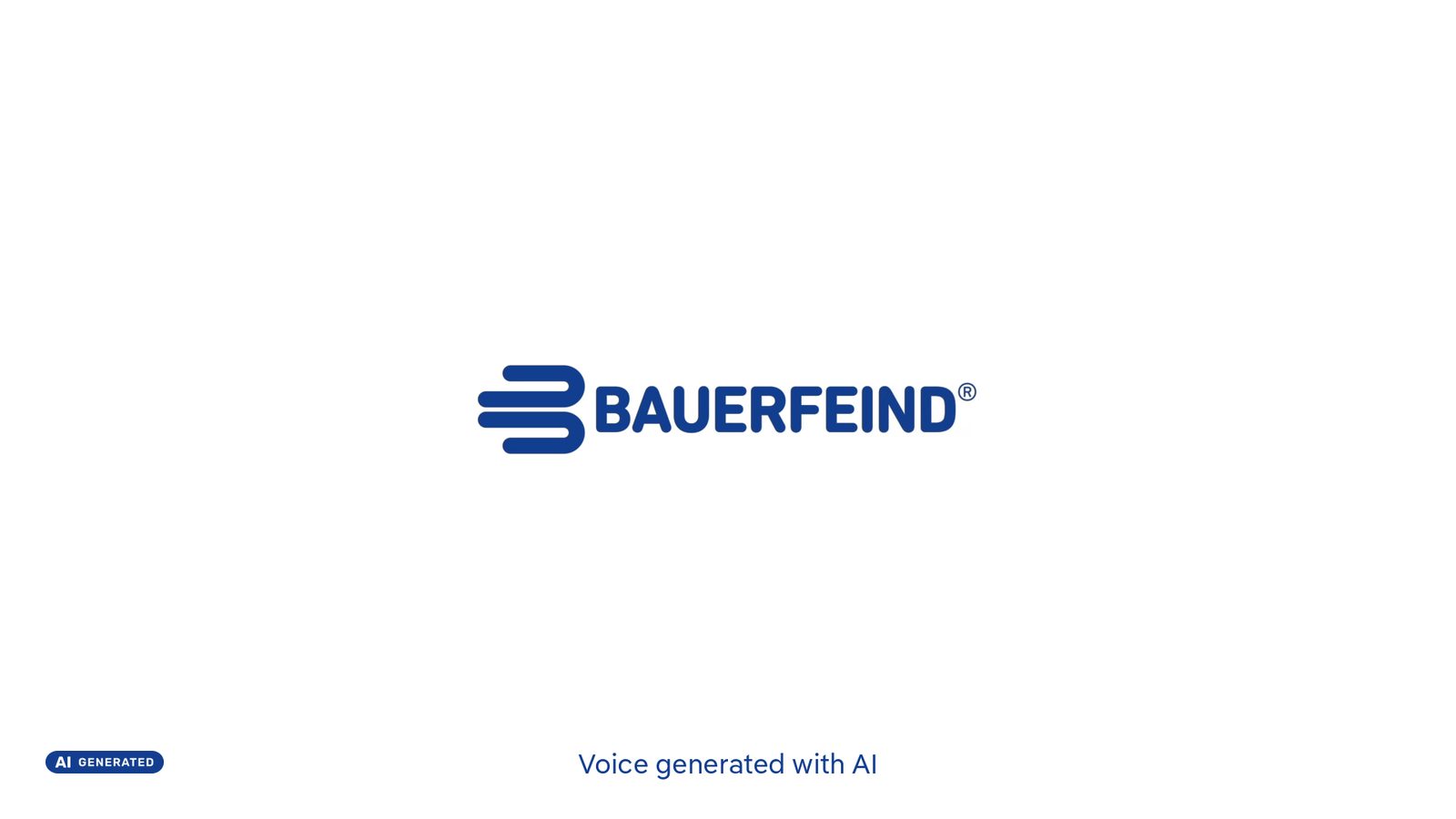 Logo opener with blue AI badge bottom left and the text notice “Voice generated with AI”